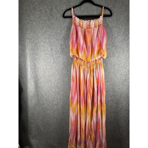 Boston Proper Dress Women 0 Smocked Pink Maxi Sleeveless Vacation‎ Resort Midi - Picture 7 of 8